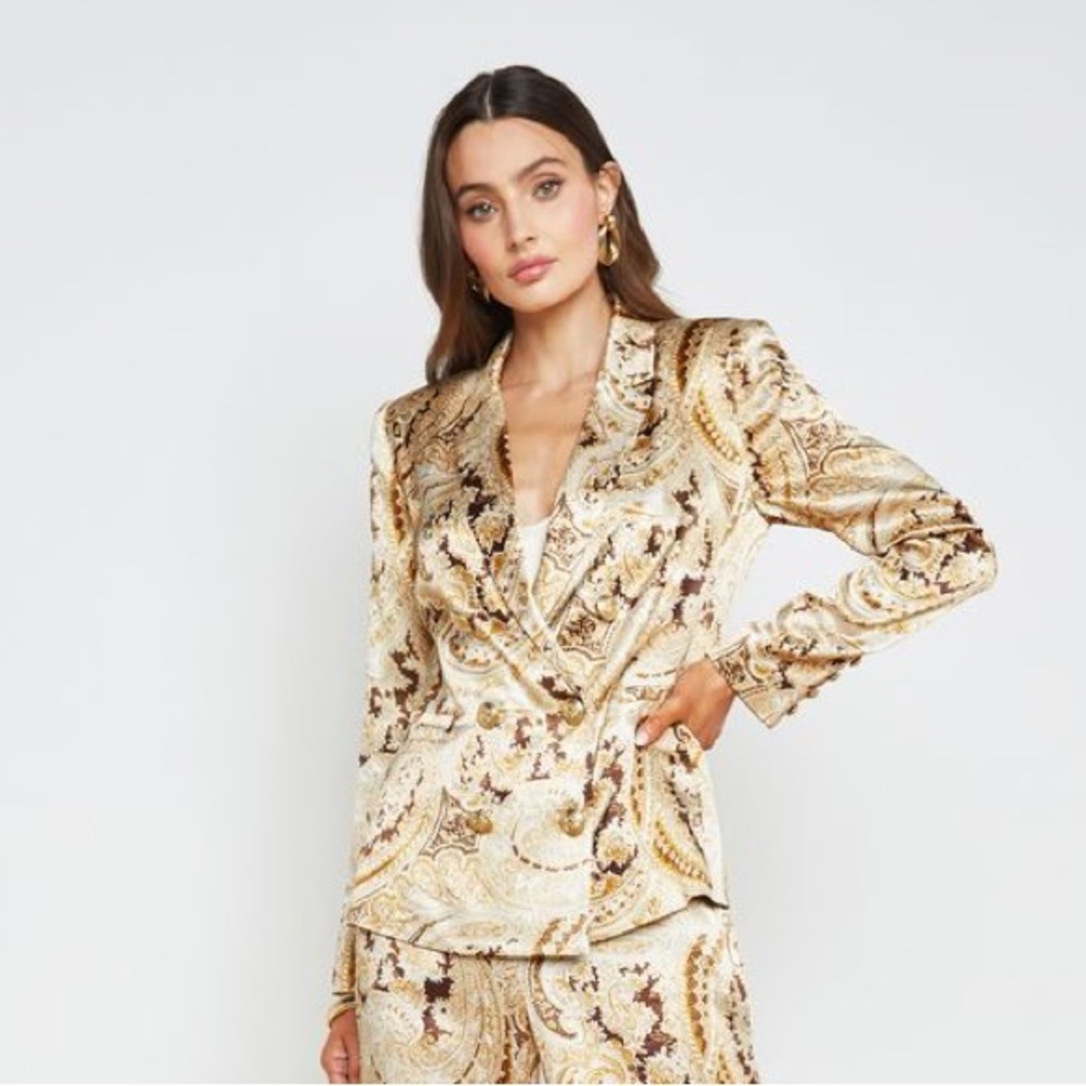 L'AGENCE Colin Paisley Double Breasted Blazer Sz 2